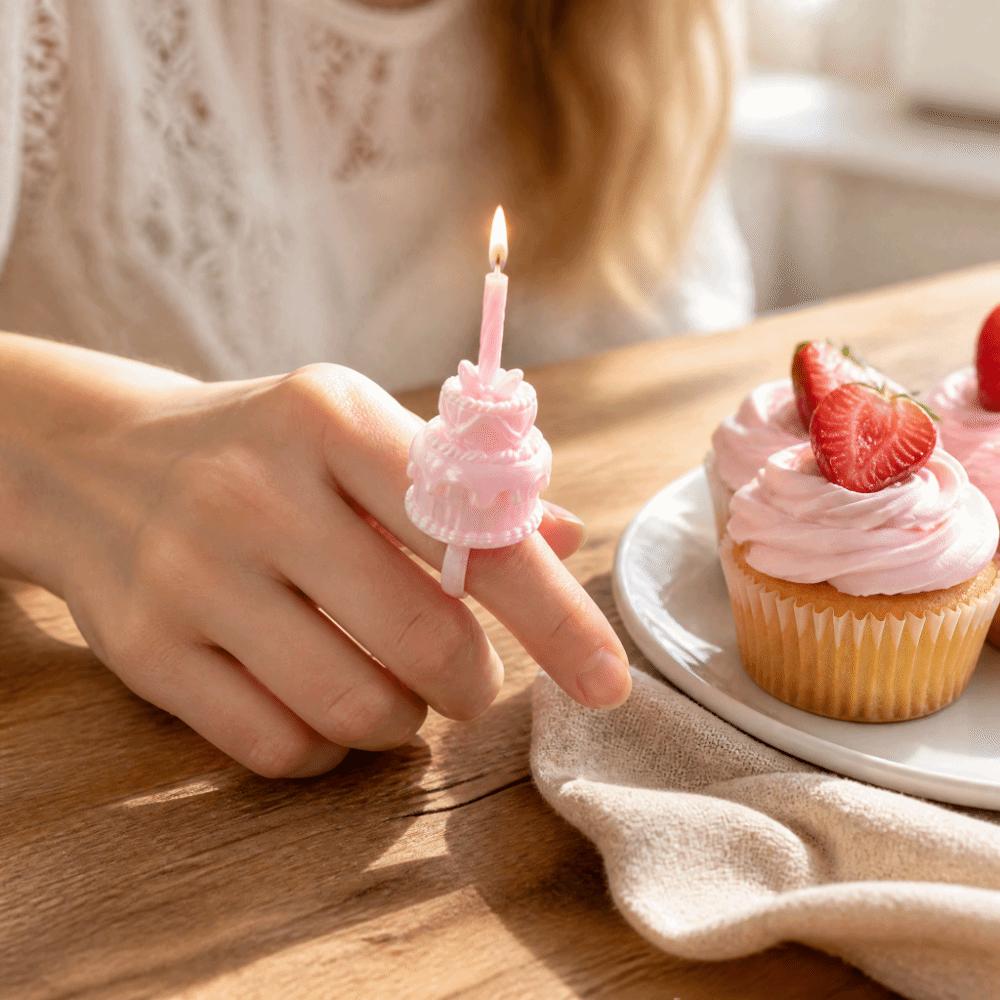 Plastic Cake Ring Candle Holder Silk Finish Birthday Cake Ring Topper Anniversary