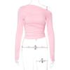 YYFS Moda Donna Casual Primavera Autunno Tinta Unita Stampa Manica Lunga Scollo Obliquo Bluse e Camicie