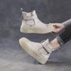 Fashion New 5cm Fashion Women Chunky Platform Ankle Boots Spring Autumn Genuine Leather Pleated Slip On Thick Sole Casual Short Boots