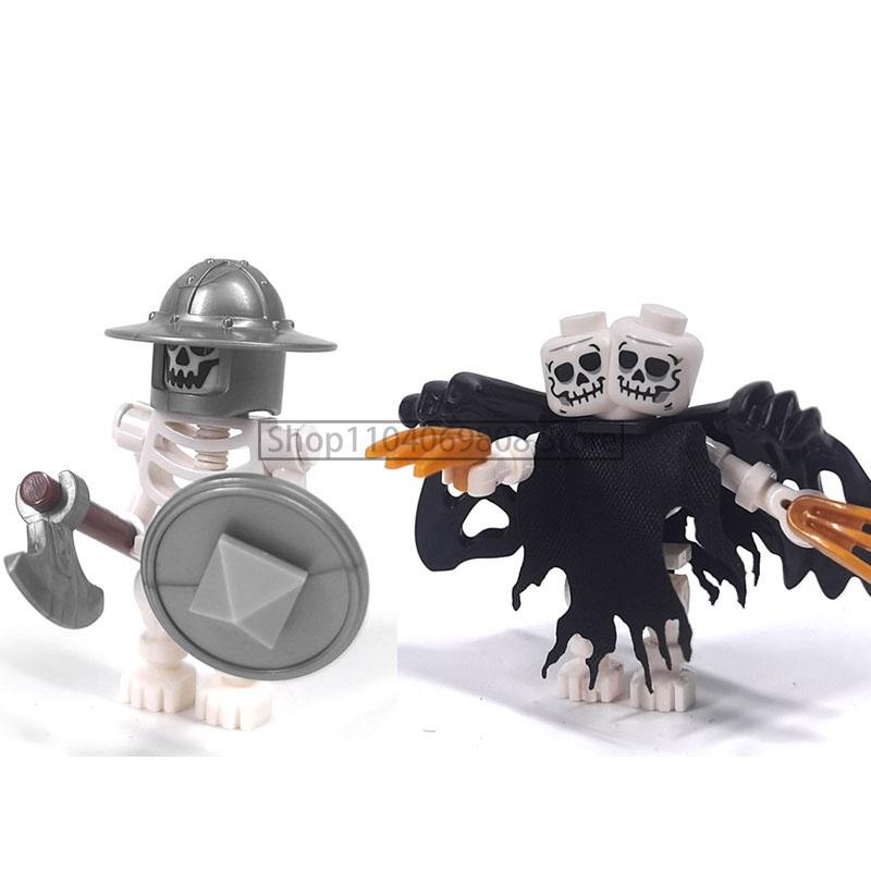 MOC Halloween Building Blocks Skeleton Army Knight Figures Flame Horse Medieval Vampire Furniture Assembly DIY Bricks Toys Gifts