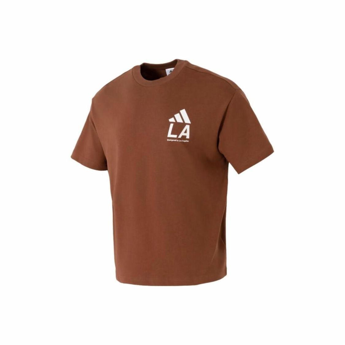 adidas Logo Letter Breathable Short Sleeve T-Shirt Unisex Brown-Red M