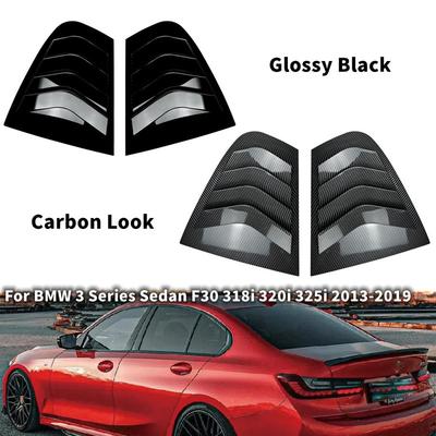 For BMW 3 Series Sedan F30 318i 320i 325i 2013- 2PCS ABS Window Quarter Louver Shutter Cover Car Rear Side Vent Scoop Trim