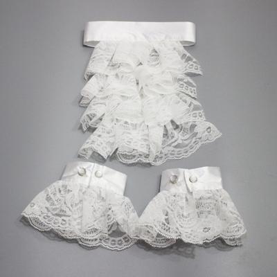 Women Male Renaissance Detachable Ruffled Jabots Neck Collar Stage Party Victorian Costume Wrist Cuffs Ornaments