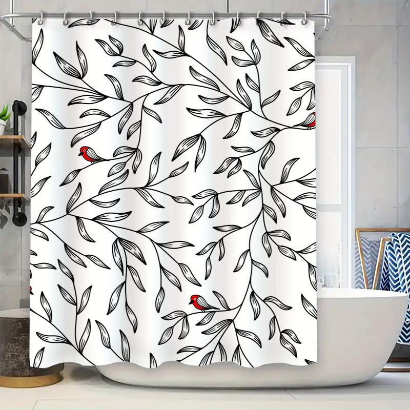

Vintage Black White Floral Shower Curtain With Bird Decor Bathroom Home Decor Unique Bath Accessories 72X84 Size Customizable Op W60H190(CM)-1 Pcs
