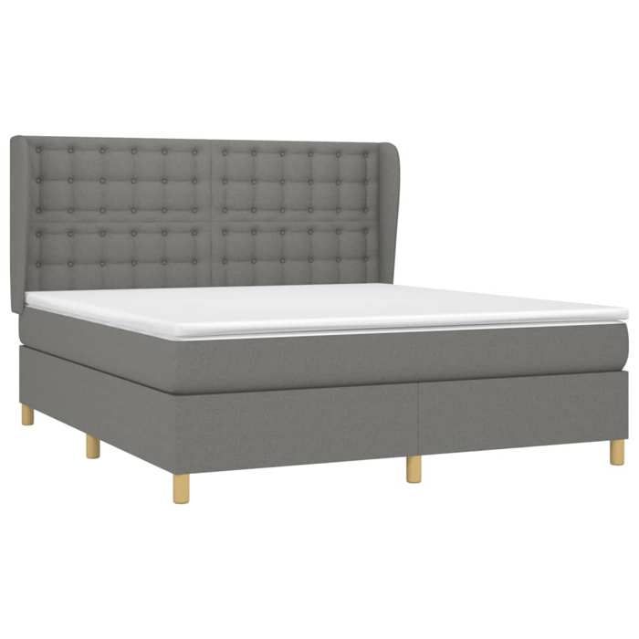 VidaXL Lit à sommier tapissier avec matelas Gris foncé 160x200cm Tissu - Modèle 3128854