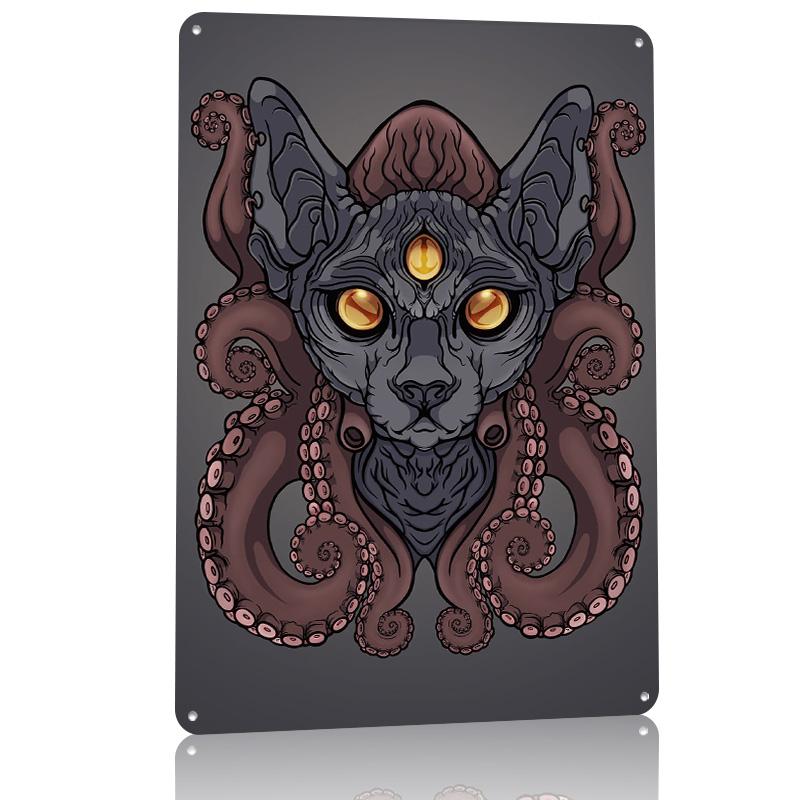OctoPuss D Printed Texture Poster Personalized Wall Art Retro Metal Tin Signs for Gaming Room Decoration Man Garage Decorations