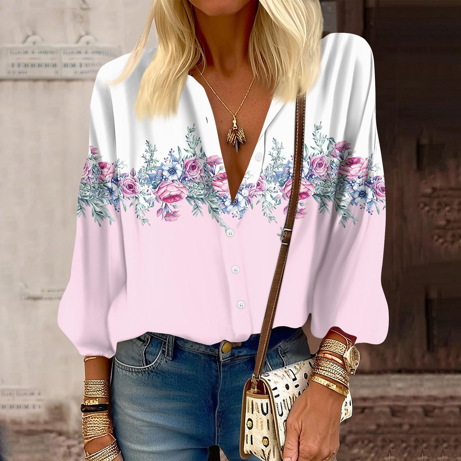 

Женская рубашка, блузка с принтом на пуговицах, повседневный винтажный модный топ с круглым вырезом и рукавами 3/4 XXXL