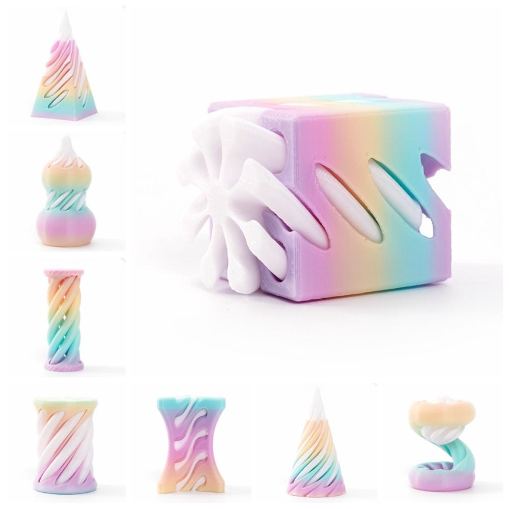 Passthrough Sculpture 3D Printed Spiral Cone Toy Decorative 3D Printed Rotating Pyramid  Halloween