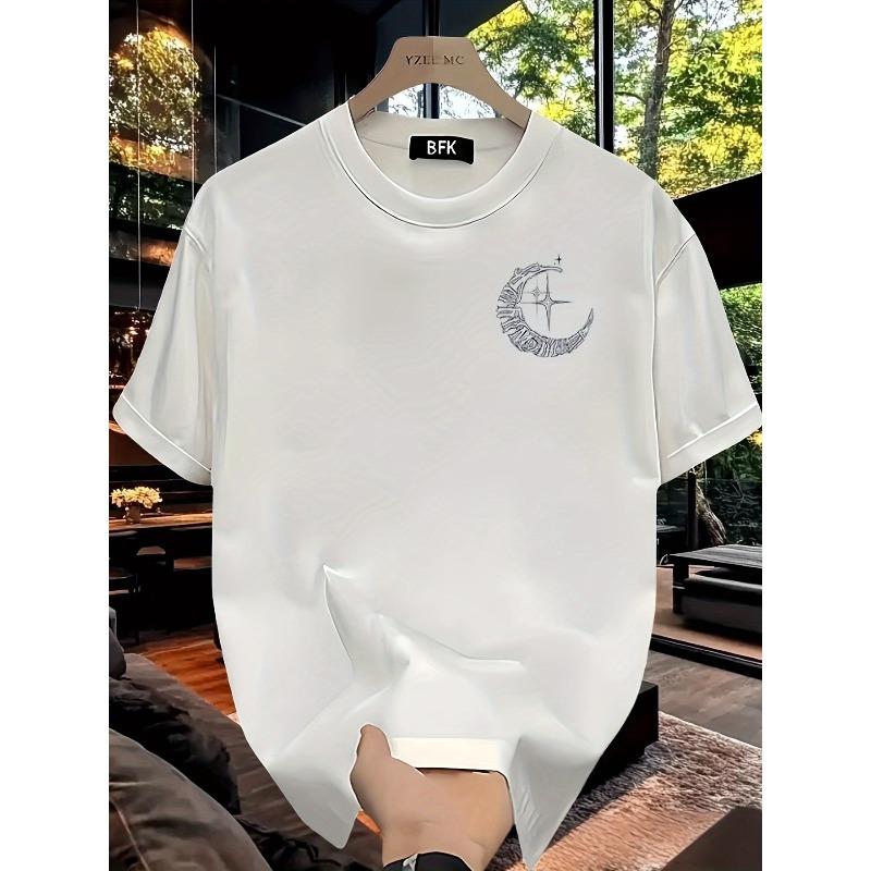European size Trendy Print Short-Sleeve T-Shirt for Men, New Summer Casual Style, Loose Fit, Versatile Top Fashionable Tee Tops