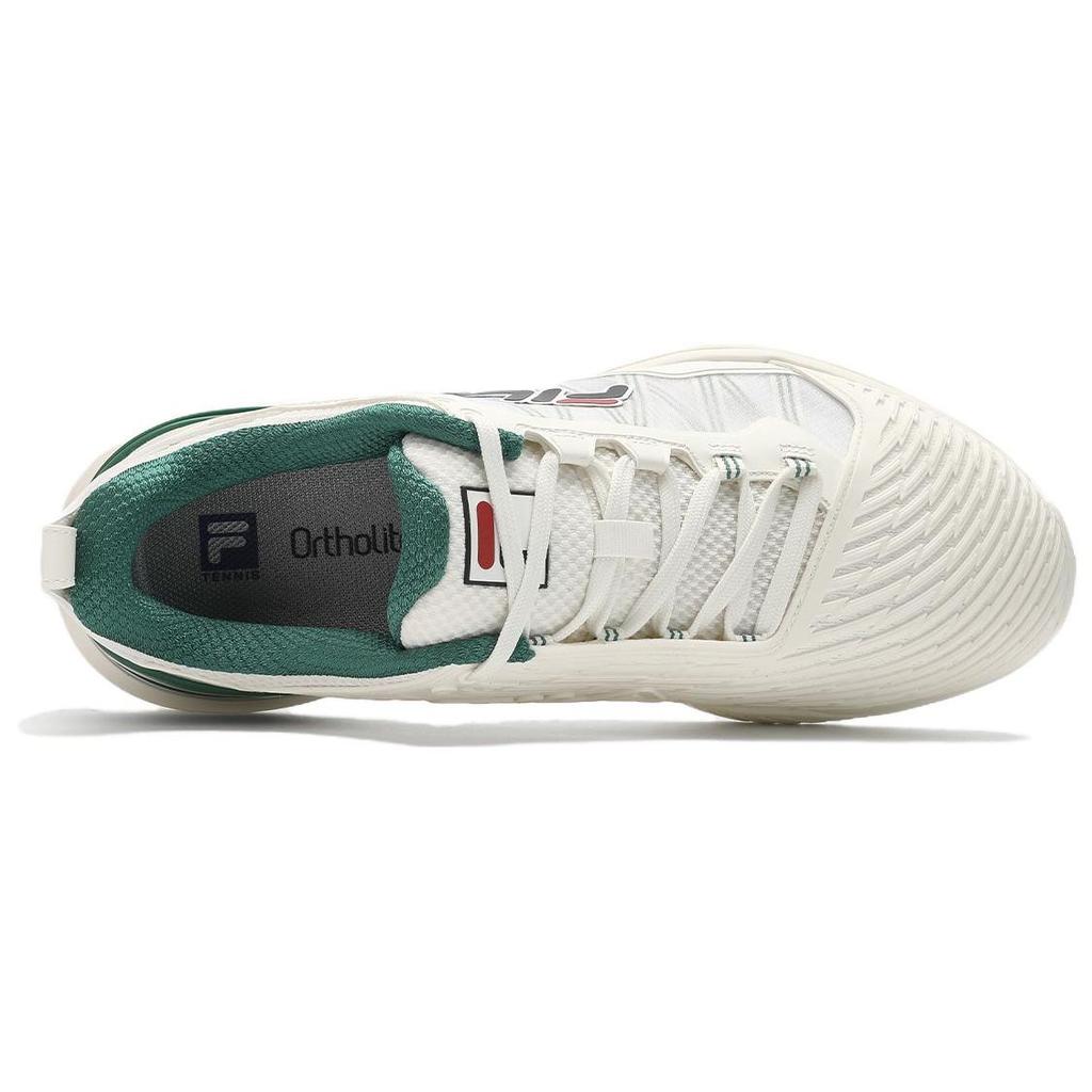 FILA Speed Serve Fabric Synthetic Leather Breathable Supportive Low Top Tennis Shoes Men sneaker White Green A12M411501FSW
