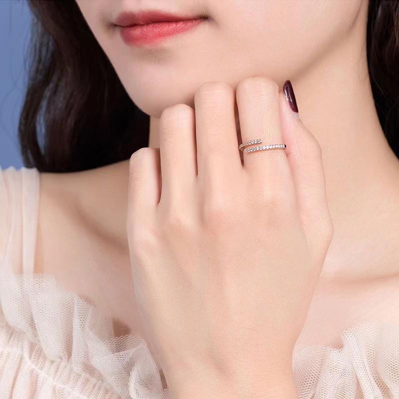 Mode Offener Ring Silber, Eleganter Verstellbarer Fingerring für Damen Alltagsschmuck