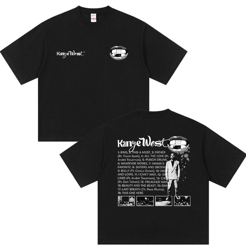 Rapper Kanye West Tour Album 2026 Graphic T Shirts Mens Vintage Fashion Oversized Cotton Tshirt Hip Hop Street Clothing Tshirt
