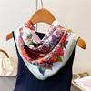 Korean Version of the New Printed High-end Silk Scarf Simulation Silk Square Scarf Shawl Versatile Neck Small Square Scarf Headscarf Scarf Women