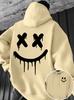 Autumn/Winter Hoodie with Fun Emoji Print, Hip-Hop Style, Unisex, Suitable for Everyday Casual Sportswear