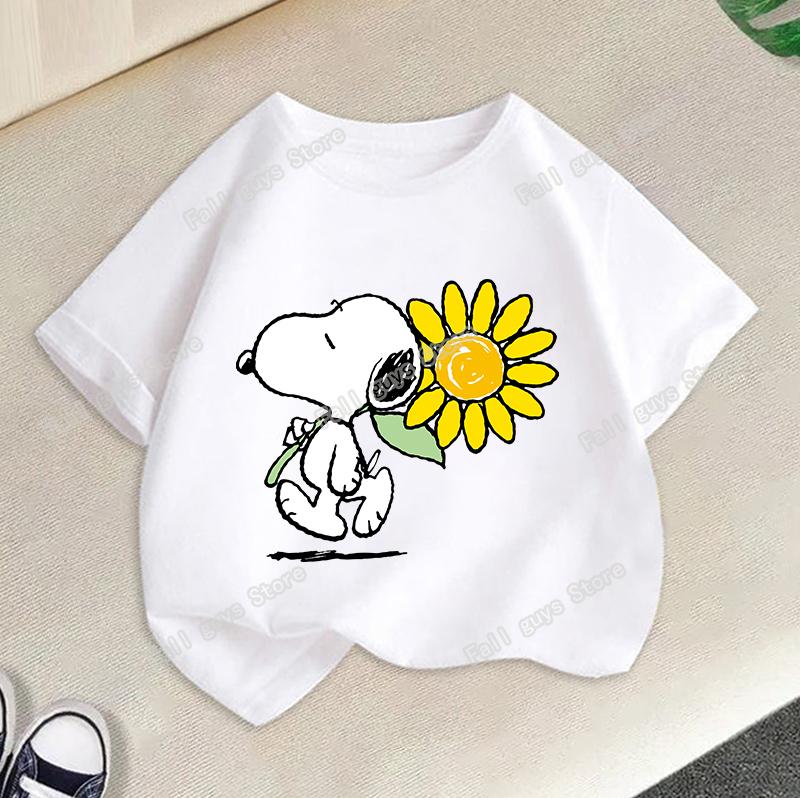 Snoopys Kids TShirt Anime Boys Girls Short Sleeve Tops Summer Breathable Baby Cartoon Tees Cute Dog Print Clothes Birthday Gifts