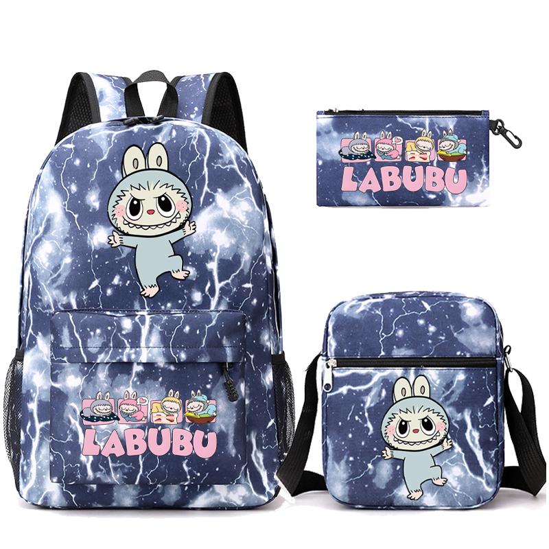 3Pcs/set Cute Printed Backpack with Shoulder Bag Pencil Case Student Girl Boy Schoolbag Large Capacity Bookbag Travel Bag