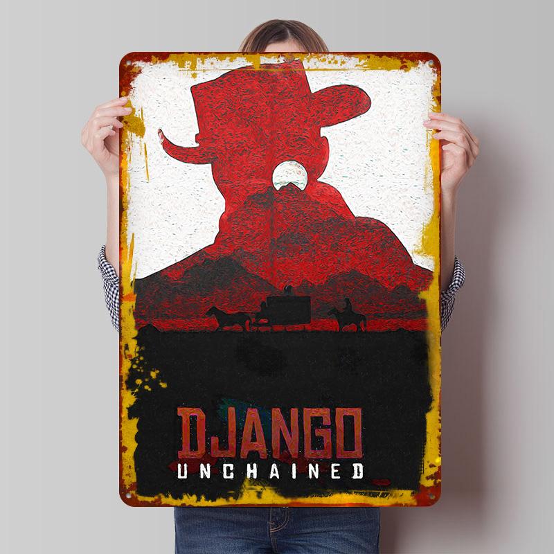 Django Unchained Poster Customized Vintage Metal Signs Wall Art Retro Tin Plaque for Gamer Room Decoration At Home Office Decor