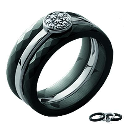 Silver Ring 'Sissi' Ceramic Black Silver (rhodium) - 8 Mm