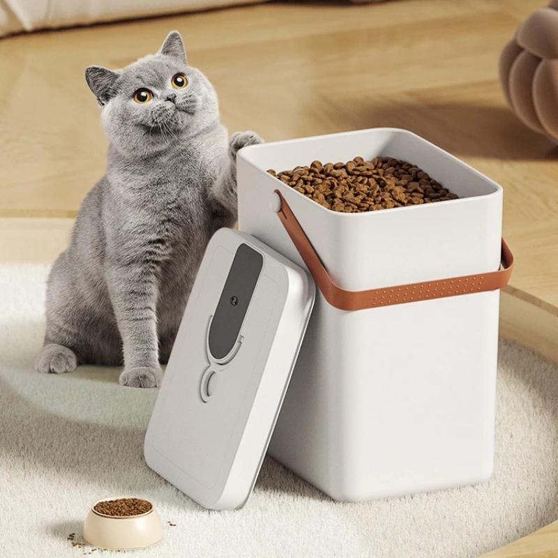 Intelligenter Vakuum-Tierfutter-Aufbewahrungsbehälter, luftdicht, feuchtigkeitsbeständig, versiegelter Eimer, große Kapazität, Frischhaltebehälter für Katzen Hunde