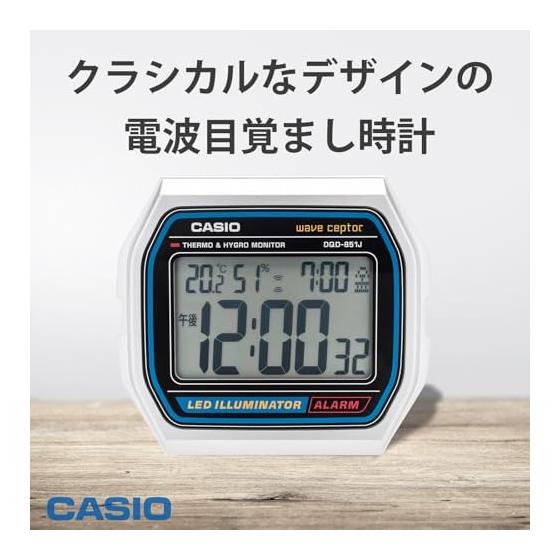 Réveil CASIO Radio-réveil Température Humidité Date Jour de la semaine Son électronique Alarme Snooze Lumière Argent DQD-851J-8JF