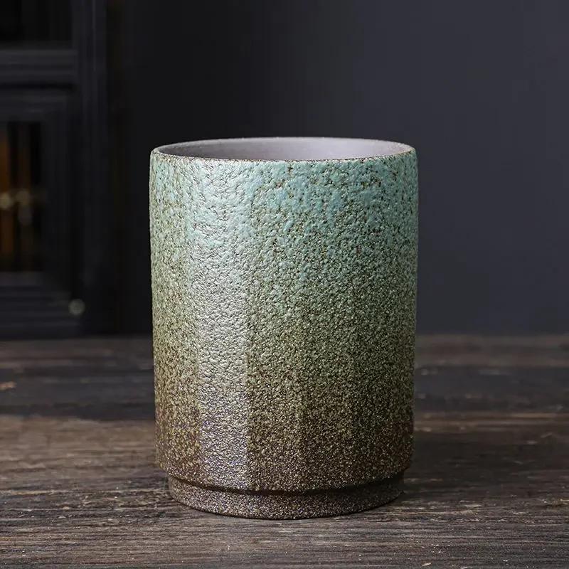 Vintage Chinese Ceramic Mug, Handmade Stoneware Large Coffee Cup, Unique Rustic Design for Home & Office Use, 1-Piece Cup