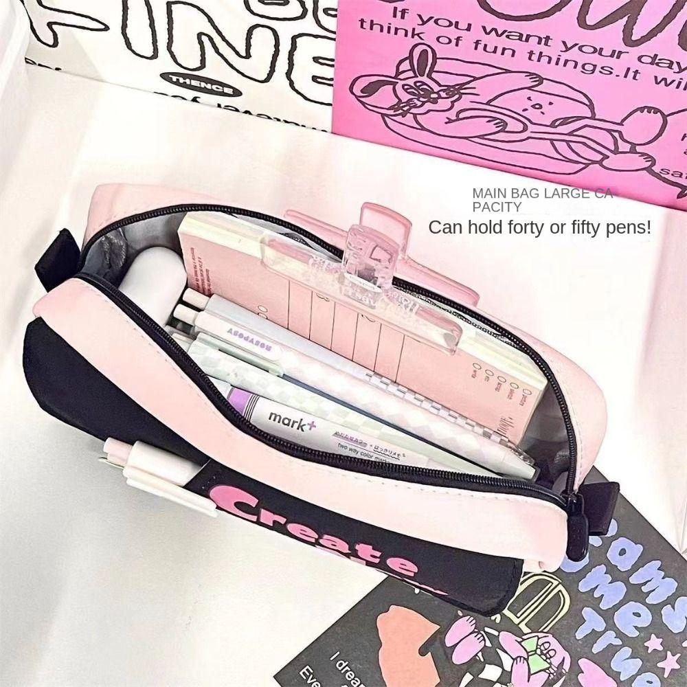 Retro Graffiti Candy Colored Pencil Bag Dopamine Pencil Case Stationery Storage Bag  Boy/Girl