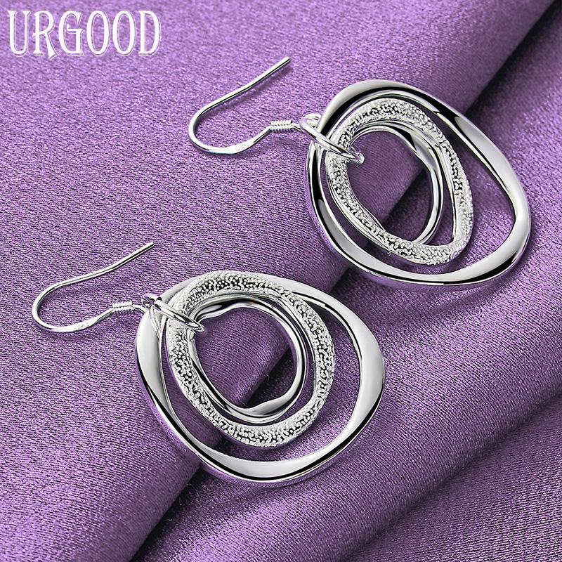 925 Sterling Silber Kreis Anhänger Ohrringe Modeschmuck