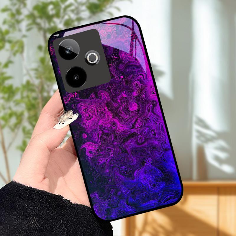 Für Realme GT7 5G Hülle Luxus Malerei Cover Gehärtetes Glas Handyhülle Für Realme GT 7 Fundas Harte PC Stoßfeste Schale Bumper