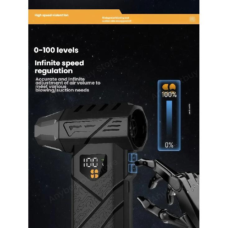 HFX-01 Powerful Turbo Air Blower 380g Blowing Force Strong Airflow Turbo Fan Power Bank Function Wireless Compressed Air Duster