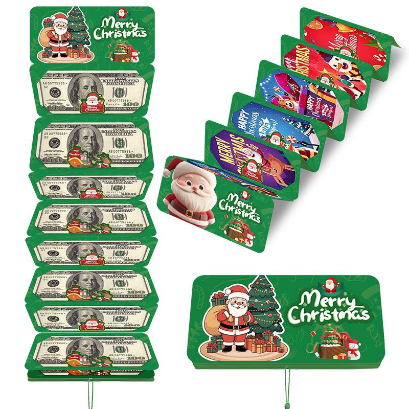 2026 Santa Claus Christmas Money Box with 10 Card Slots - US Dollar Red Envelope Surprise Party Gift