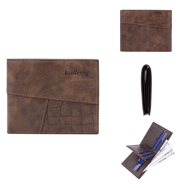 

Baellerry мужские короткие кошельки винтажный дизайн тройной кошелек искусственная кожа визитница кошелек 12*9.5*2cm кофейный