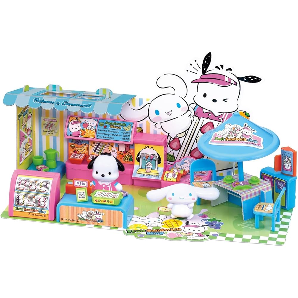 Bandai Sanrio Pochacco & Cinnamoroll Fruit Sandwich Shop Playset with Accessories
