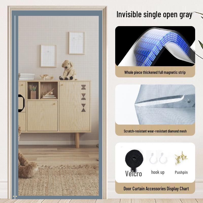 Diamond Mesh Magnetic Mosquito Door Curtain with Full-Frame Seal 70x200 CM