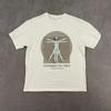 Pull & Bear T-shirt Heren Klein Crème Grafisch Leonardo Da Vinci Vitruviaanse Mens Kunst