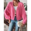 Women's Autumn and Winter Cardigan Lantern Sleeve Simple Casual Sweater