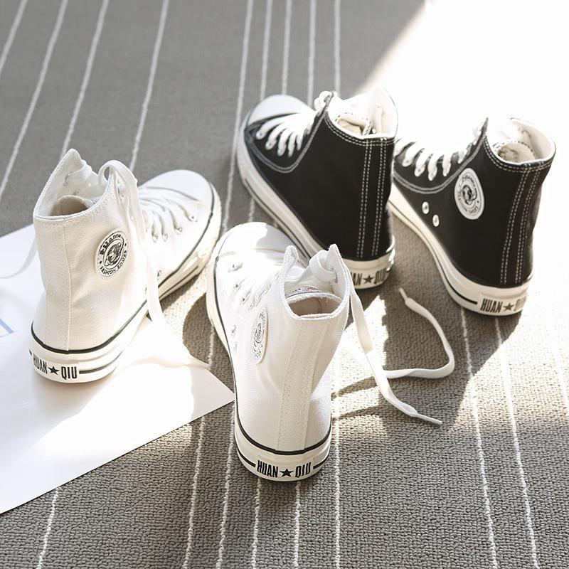 Globale vielseitige High-Top-Canvas-Schuhe Frühling Mädchen neue Mode kleine weiße Schuhe Studentenpaar Plateau Sport Board Schuhe
