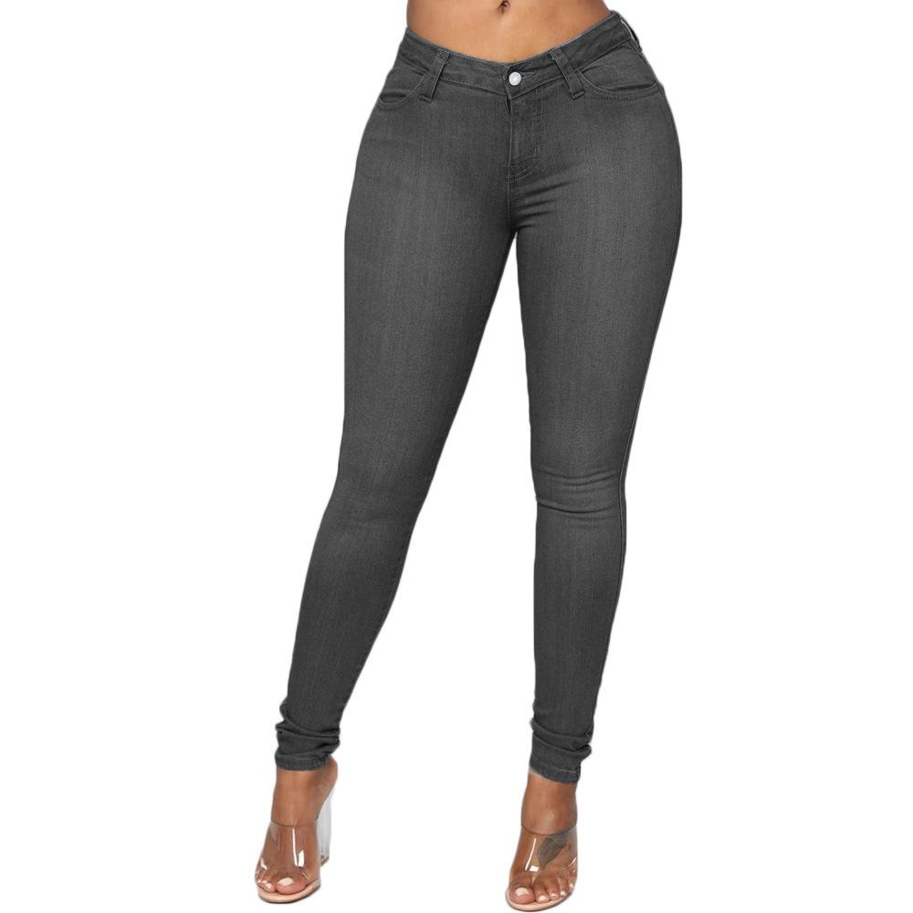2025 High-Waisted Women s Stretch Skinny Jeans - Fashionable and Tight Fit 2XL серый
