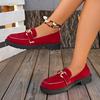 Britischer Stil rot 2025 Frühling und Herbst Temperament Arbeitsschuhe vielseitig Außenhandel neue kleine Lederschuhe Damen flacher Slipper einzelne Schuhe
