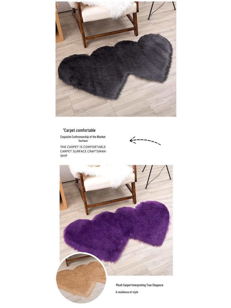 Tappeto in Lana Sintetica a Forma di Cuore Doppio - Tappeto per Soggiorno, Camera da Letto, Divano, Tavolino, Tappetino Spesso per Pavimento