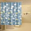 Artistic Floral Shower Curtain With Blue Flower Pattern For Allseason Bathroom Decor