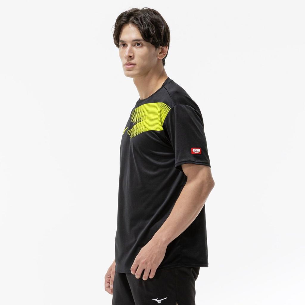 Table Tennis Wear Game Black X Size M [Mizuno] Shirt, Sweat-wicking, Quick-drying, 82JAD111, Unisex, Yellow,