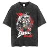 Vintage Washed TShirt Men Summer Hip Hop Streetwear T-shirt JoJo Bizarre Adventure Anime Print Cotton Casual Short Sleeve T-shirt Daily Wear Cool Top