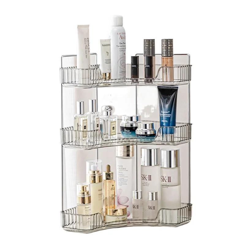 3-stufiger Eck-Kosmetik-Organizer Make-up-Aufbewahrungsständer Schreibtisch Luxus Lippenstift-Parfüm-Organizer Schminktisch Regal Aufbewahrungsregal
