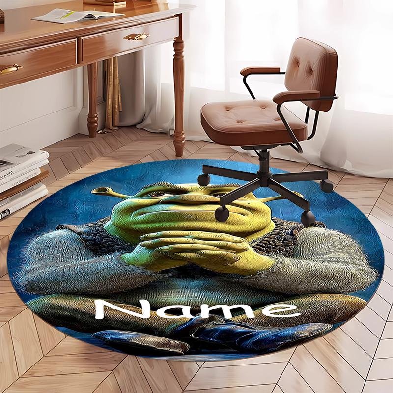 Benutzerdefinierter Name Shrek Aufdruck Runder Teppich Teppich Stuhlteppich Bereichsteppich Eingang Fußmatten, für Bürostuhl Wohnzimmer Schlafzimmer Küche.