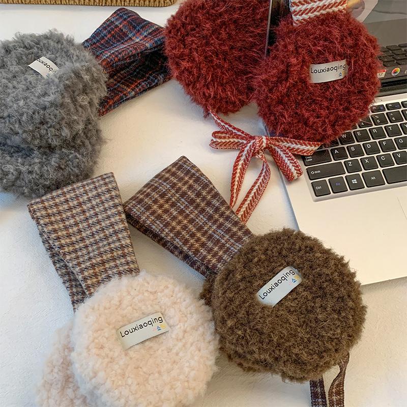 Fashion Cute Rolled Plush Earmuffs For Women New Winter Style For Outdoor Cold Protection Thickened Warm Earmuffs With Straps