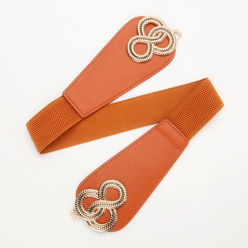 Ladies Elastic Belt Retro Twist Buckle Court Wide Waist Seal With Skirt Coat Decorative Belt