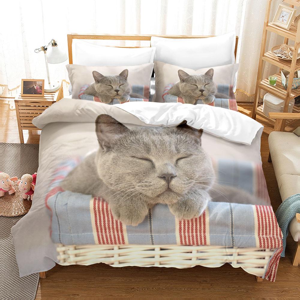 3D The Cat Bedding Sets Duvet Cover Set With Pillowcase Twin Full Queen King Bedclothes Bed Linen
