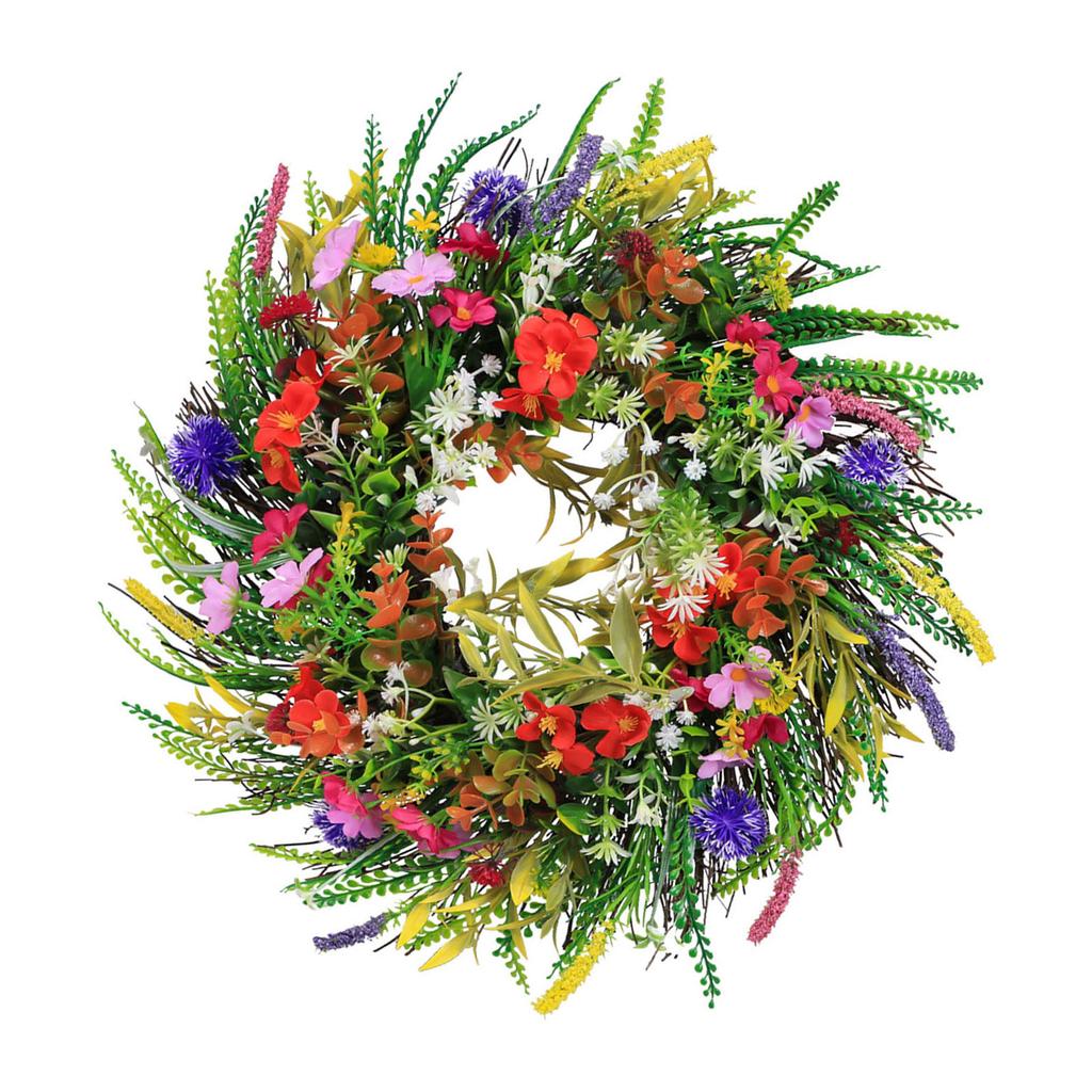Spring Wrth Plastic Grass Front Door Artificial Flower Wrth for Outdoor Indoor Decoration 45cm