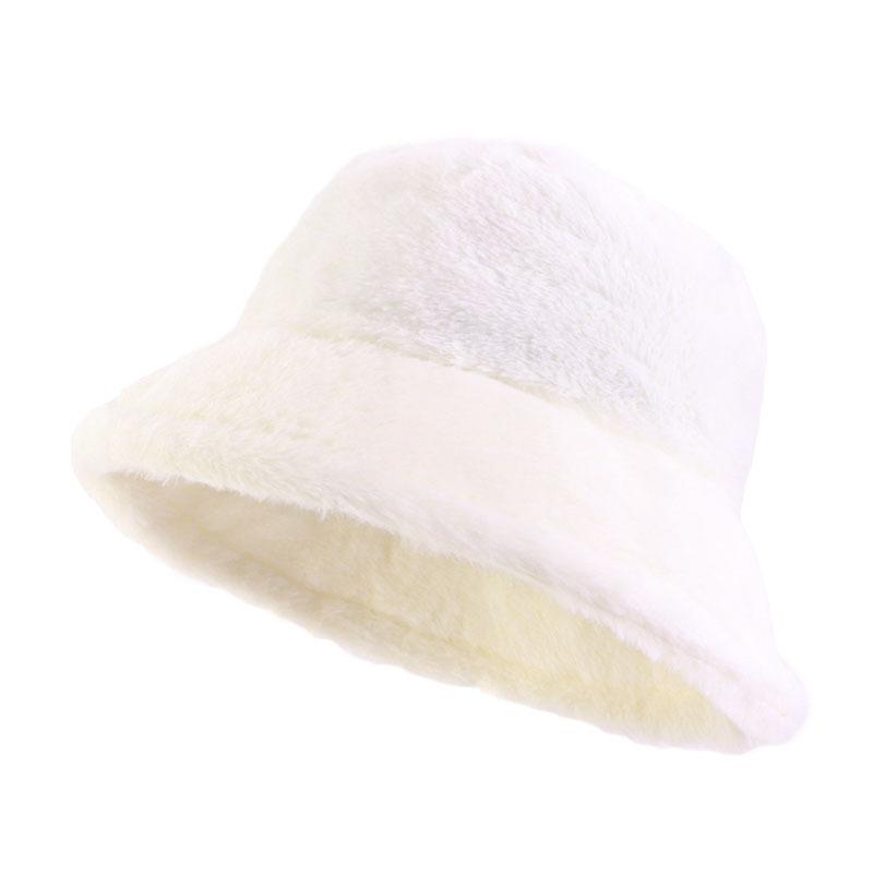 Simple and Versatile Autumn and Winter Imitation Rabbit Fur Basin Hat, Sun Hat, Outdoor Warm Bucket Hat JDPM-