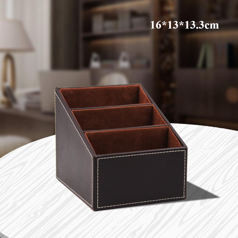 

PU Leather Remote Control Holder Desktop Organizer Storage Box for TV Guide Mail Phone Office Sorting Lattice Cosmetic Pens Rack
